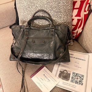 Balenciaga Dark Gray Leather Part Time City Bag